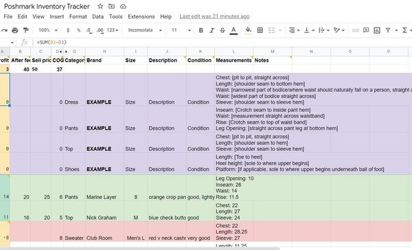 Steal My Poshmark Inventory Spreadsheet